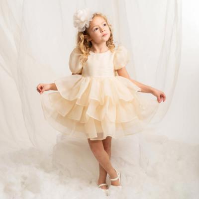 Picture of Caramelo Kids Girls Summer Puff Ball Sleeve Ruffle Dress & Headband Set X 2 - Champagne