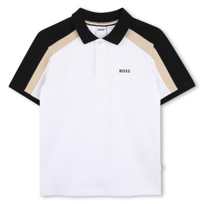 Picture of BOSS Boys Short Sleeve Polo - White Colourblock