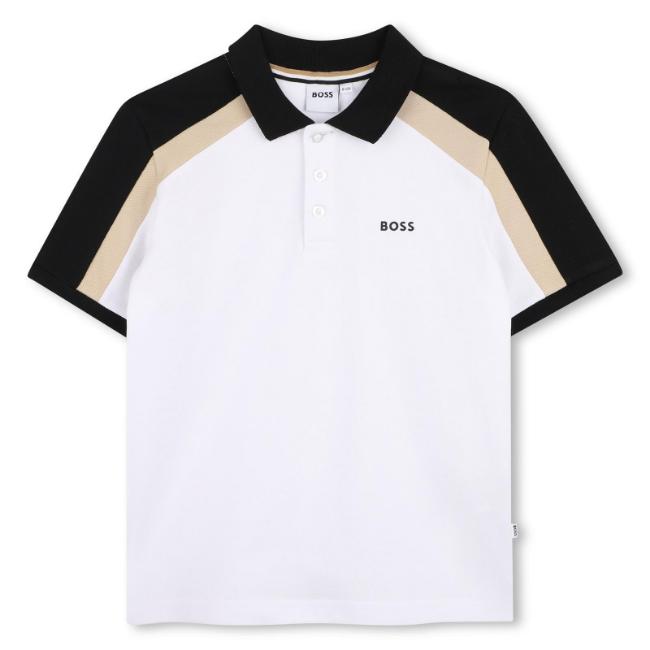 Picture of BOSS Boys Short Sleeve Polo - White Colourblock