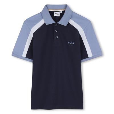 Picture of BOSS Boys Short Sleeve Polo - Navy Colourblock