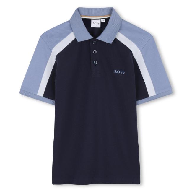 Picture of BOSS Boys Short Sleeve Polo - Navy Colourblock