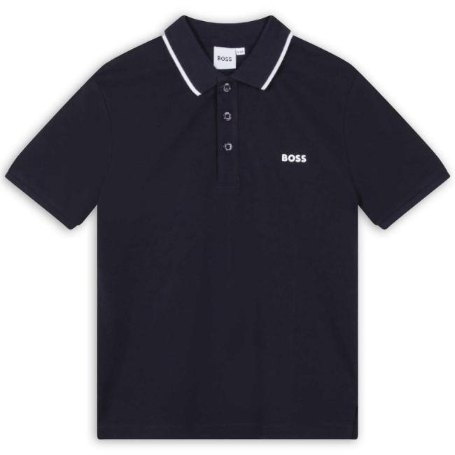 Picture of BOSS Boys Short Sleeve Polo - Navy Blue