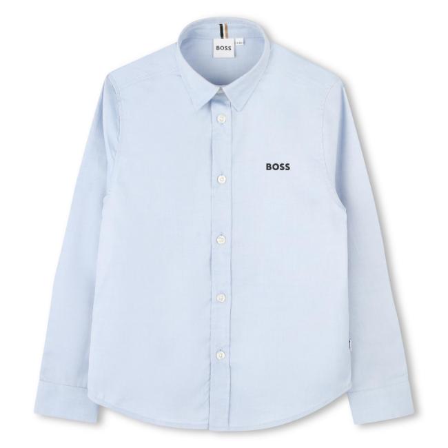 Picture of BOSS Boys Long Sleeve Traditional Oxford Cotton Shirt - Blue