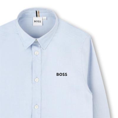 Picture of BOSS Boys Long Sleeve Traditional Oxford Cotton Shirt - Blue