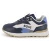 Picture of BOSS Boys Mini Me Lace Up Logo Trainers - Navy
