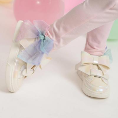 Picture of Caramelo Kids Girls Mixed Bow Trainer - Ivory