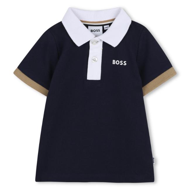 Picture of BOSS Toddler Boys Mini Me Short Sleeve Polo - Navy Blue Multi