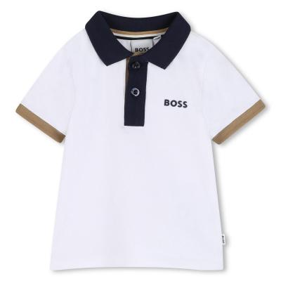 Picture of BOSS Toddler Boys Mini Me Short Sleeve Polo - White Multi