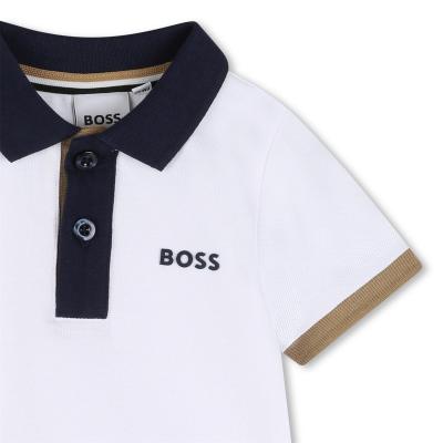 Picture of BOSS Toddler Boys Mini Me Short Sleeve Polo - White Multi