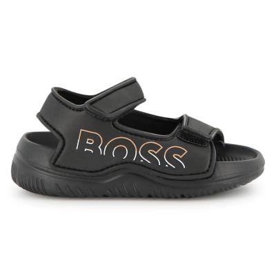 Picture of BOSS Toddler Boys Easy On Double Strap Logo Aqua Slide Sandals - Black