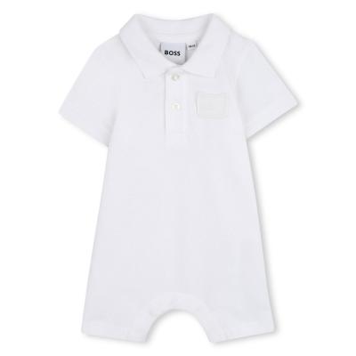Picture of BOSS Baby Boys Organic Pique Cotton Shortie Romper - White