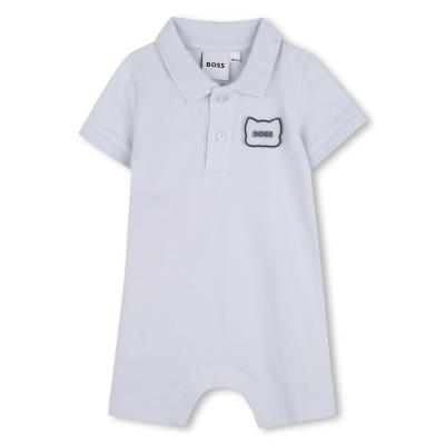 Picture of BOSS Baby Boys Organic Pique Cotton Shortie Romper - Pale Blue
