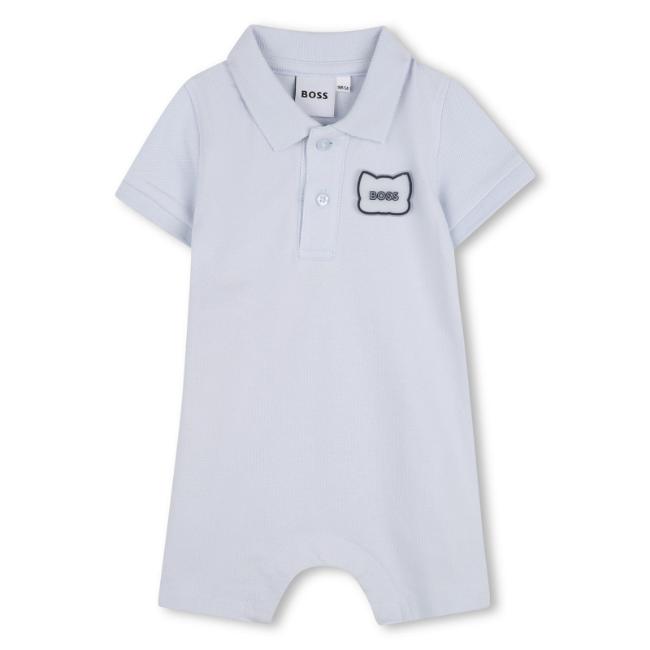 Picture of BOSS Baby Boys Organic Pique Cotton Shortie Romper - Pale Blue