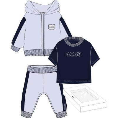 Picture of BOSS Baby Boys T-shirt Jogger & Hoody Gift Box Set X 3  - Pale Blue
