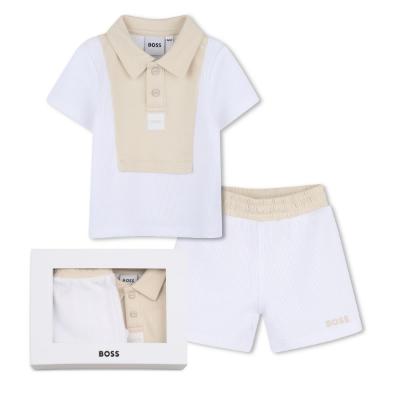 Picture of BOSS Baby Boys Polo & Shorts Gift Box Set X 2  - White Sand