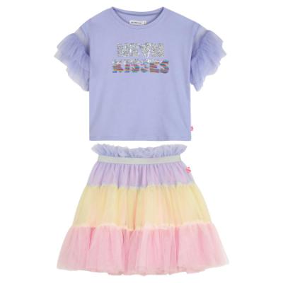 Picture of Billie Blush Girls Neon Kisses Top & Tulle Skirt Set x 2 - Lilac Multi
