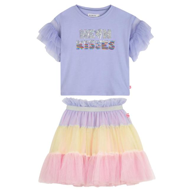 Picture of Billie Blush Girls Neon Kisses Top & Tulle Skirt Set x 2 - Lilac Multi