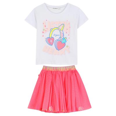 Picture of Billie Blush Girls Headphone Top & Tulle Skirt Set x 2 -  White Pink Fluo Multi