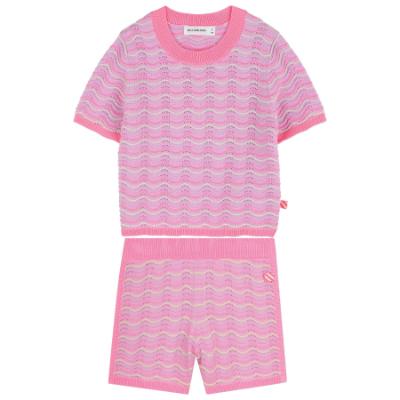 Picture of Billie Blush Girls Wave Knit Top & Shorts Set x 2 - Pink Lilac Multi