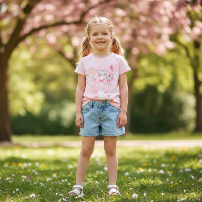 Picture of Billie Blush Girls Pony Top & Diamante Denim Shorts Set x 2 -  Pink Blue Multi