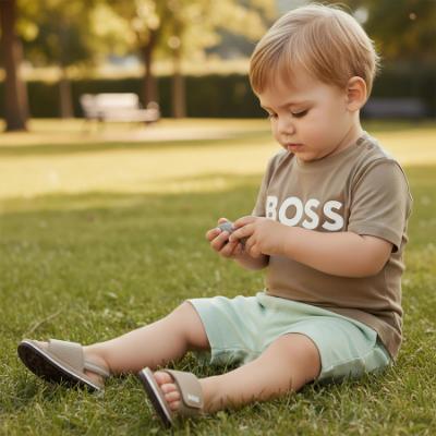 Picture of BOSS Toddler Boys Logo Aqua Slide Sandals - Stone