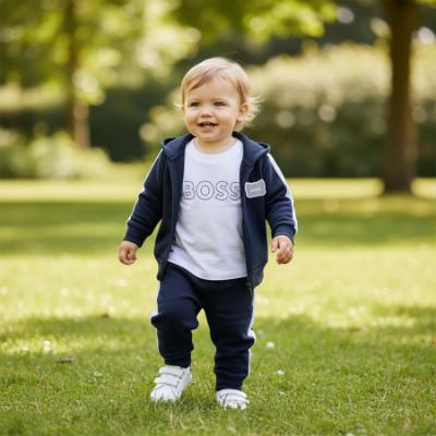 Picture of BOSS Baby Boys T-shirt Jogger & Hoody Gift Box Set X 3  - Navy Blue