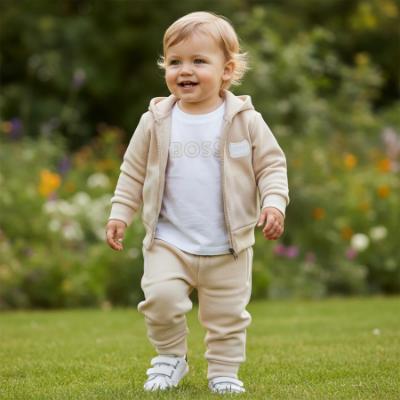 Picture of BOSS Baby Boys T-shirt Jogger & Hoody Gift Box Set X 3  - Stone