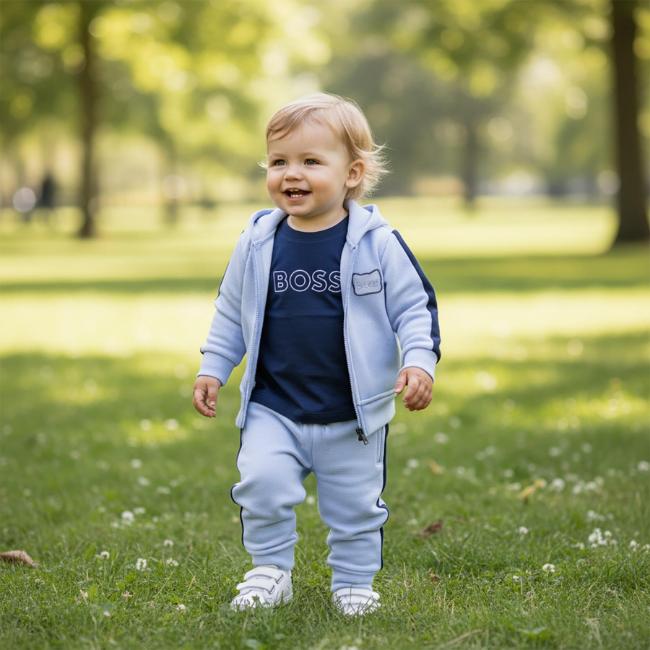 Picture of BOSS Baby Boys T-shirt Jogger & Hoody Gift Box Set X 3  - Pale Blue