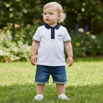Picture of BOSS Toddler Boys Mini Me Short Sleeve Polo - White Multi