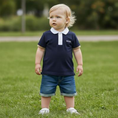 Picture of BOSS Toddler Boys Mini Me Short Sleeve Polo - Navy Blue Multi