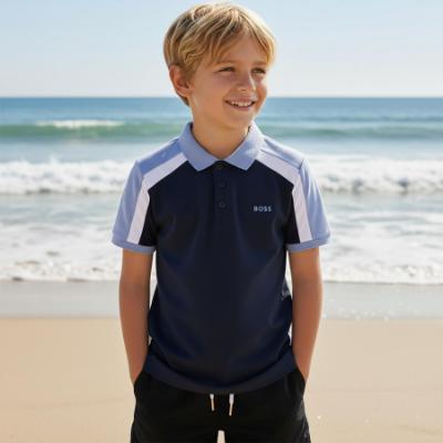 Picture of BOSS Boys Short Sleeve Polo - Navy Colourblock