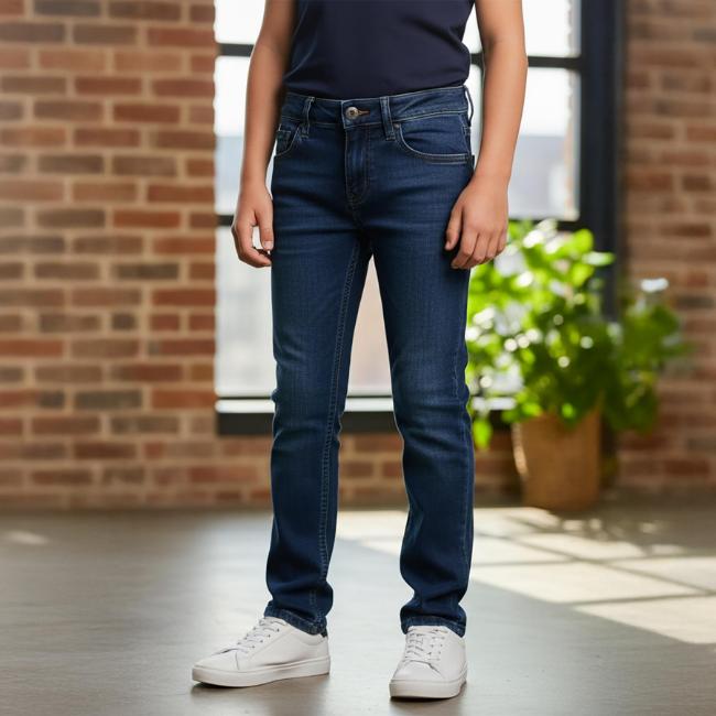 Picture of BOSS Boys Regular Fit Denim Trousers - Navy Blue