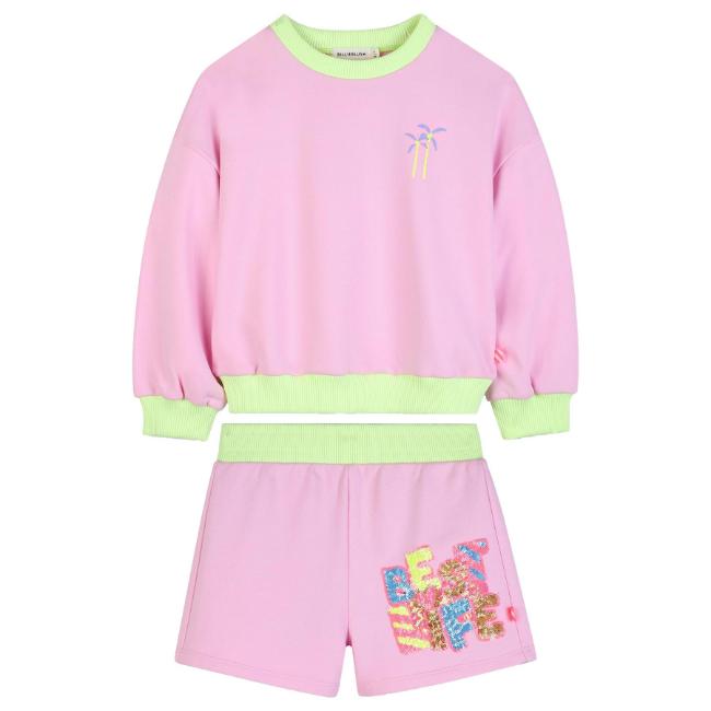 Picture of Billie Blush Girls Summer Girl Sequin Sweatshirt & Shorts Set x 2 - Pink Neon Multi