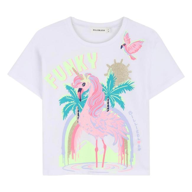 Picture of Billie Blush Girls Short Sleeve Funky Magical Creature Top - White Pink Multi