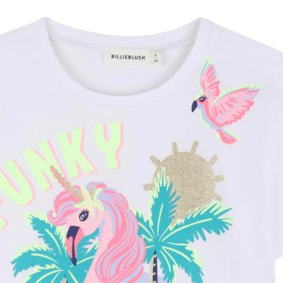 Picture of Billie Blush Girls Short Sleeve Funky Magical Creature Top - White Pink Multi
