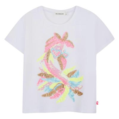 Picture of Billie Blush Girls Short Sleeve Sequin Magical Creature Top - White Multi