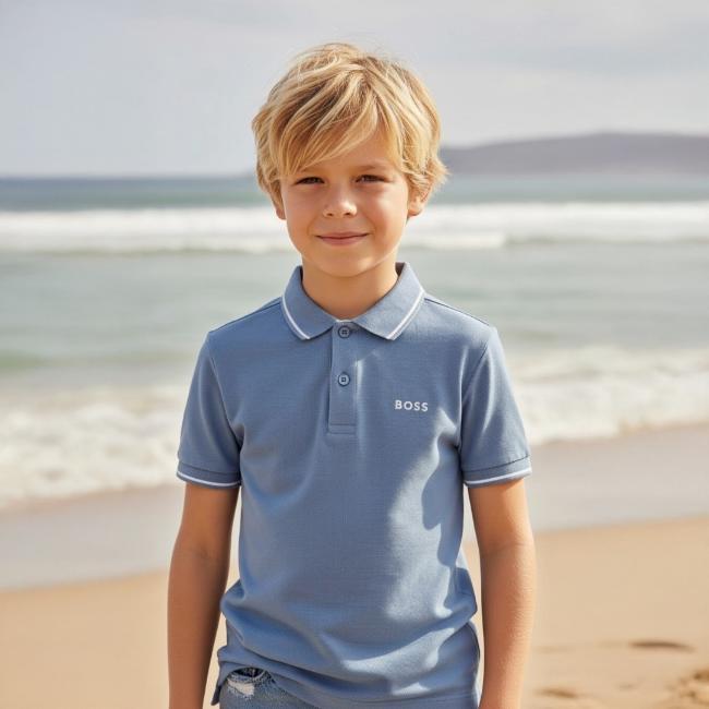 Picture of BOSS Boys Short Sleeve Polo - Lavender Blue