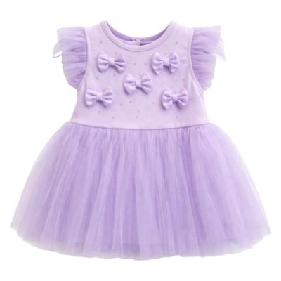 Picture of Caramelo Kids Baby Girls Summer Diamonte Bow Party Dress - Lilac