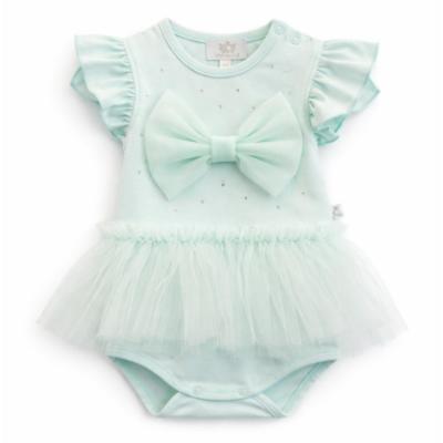 Picture of Caramelo Kids Baby Girls Summer Tulle Bow Romper - Mint Green