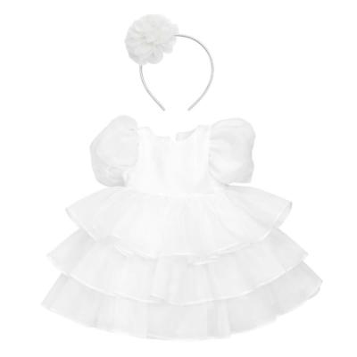 Picture of Caramelo Kids Girls Summer Puff Ball Sleeve Ruffle Dress & Headband Set X 2 - Ivory