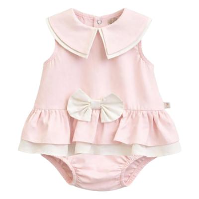 Picture of Caramelo Kids Baby Girls Summer Sailor Collar Skirted Romper - Pink Ivory