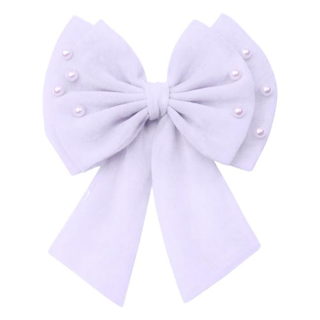 Picture of Caramelo Kids Girls Large Tulle & Pearls Hair Bow with Clip - Lilac