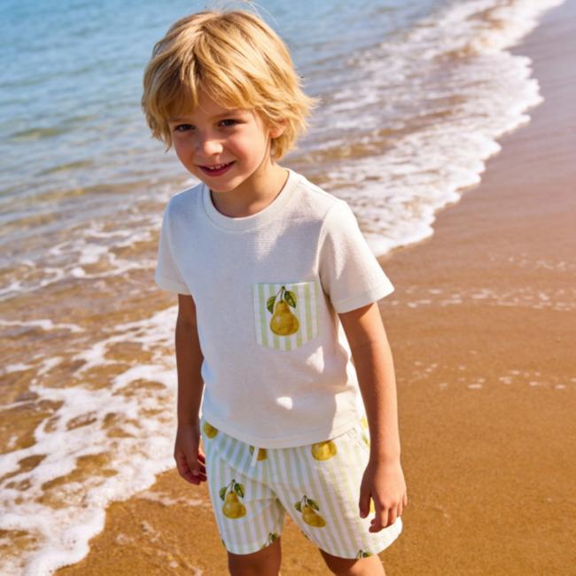 Picture of Meia Pata Boys Pears T-shirt & Swim Shorts Set X 2 - White Lemon Green