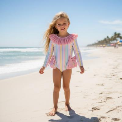 Picture of Meia Pata Girls Stripes Colour Jamaica Long Sleeve Swimsuit - Multi