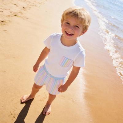 Picture of Meia Pata Boys Stripes Colour T-shirt & Swim Shorts Set X 2 - Multi