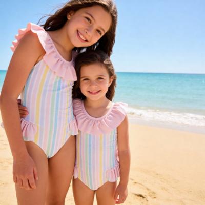 Picture of Meia Pata Girls Stripes Colour Barbados Swimsuit - Multi