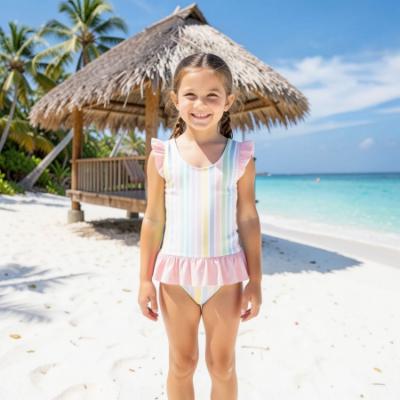Picture of Meia Pata Girls Stripes Colour Saona Skirted Swimsuit - Multi