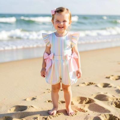 Picture of Meia Pata Girls Stripes Colours Ruffle Jumpsuit - Multi