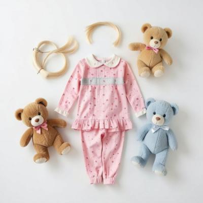 Picture of Beau KiD Girls Smocked Strawberry Pyjamas Set X 2 -  Ivory Pink