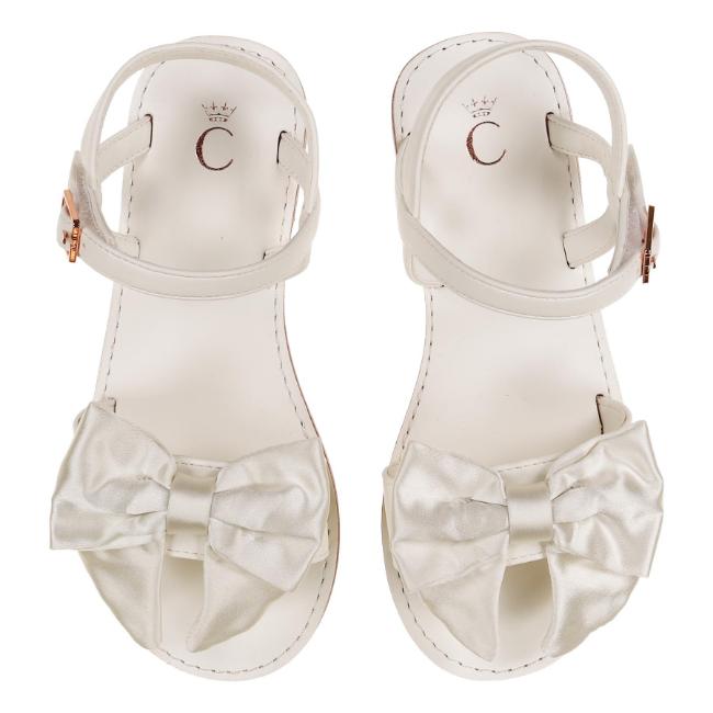 Picture of Caramelo Kids Girls Satin Bow Sandal - Ivory